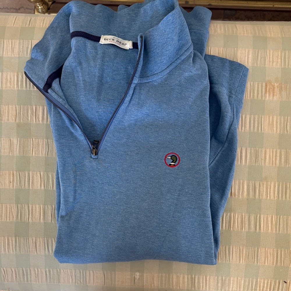 Duck Head Men's Zip Up Blue Sweater